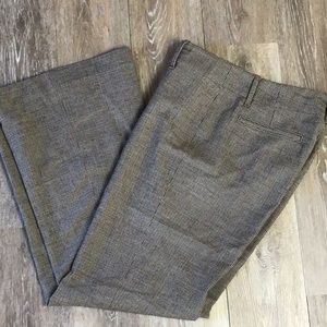 Banana Republic black & tan houndstooth tweed wide leg trousers stretch size 8